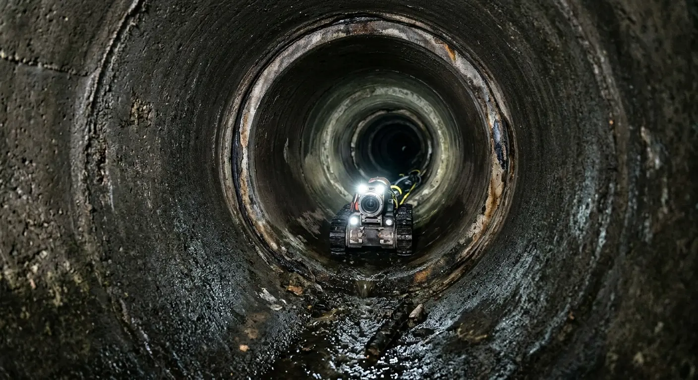 Robotic sewer camera inspecting pipe interior for Sewer Line Cleaning in Waipio